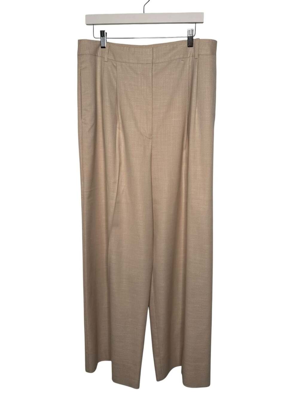 Worthington Wide Leg Pants Beige Pleated Trousers Size 14